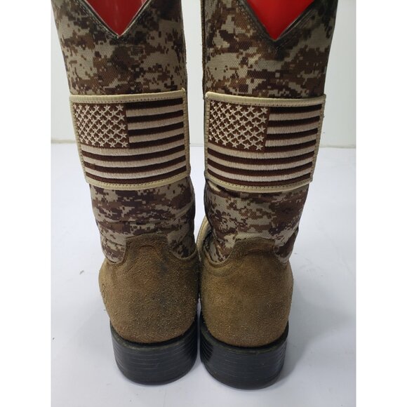 Ariat 10019959 Men\'s Wide Brown Suede Camo American Flag Western Boots Size 11EE main image 5